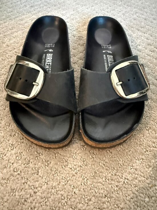 Birkenstock Madrid Big Buckle Oiled Leather Black 37/6-6.5US - Picture 3 of 8